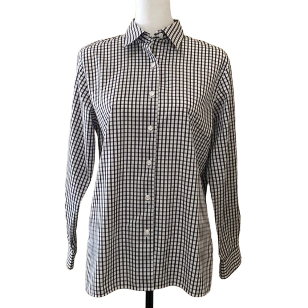 Foxcroft Black and White Button-Down Gingham Shirt
